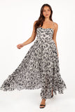 Achanti Pleated Maxi Dress - White Black Floral