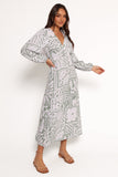 Kolby Long Sleeve Midi Dress - Sage Print