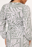 Kolby Long Sleeve Midi Dress - Sage Print