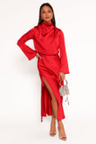 Kristyn Long Sleeve Midi Dress - Red