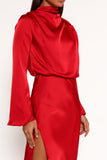 Kristyn Long Sleeve Midi Dress - Red