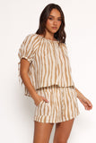 Maggie Two Piece Set - White Tan Stripe