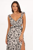 Rori Ruffle Maxi Dress - White Black Floral