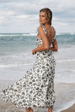 Rori Ruffle Maxi Dress - White Black Floral